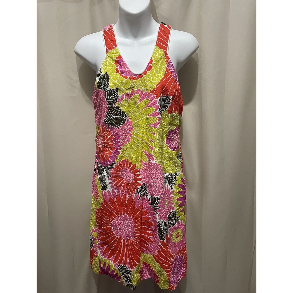 Trina Turk Demuth Dress Floral Multicolor Women's Size 2, Zipper, V-neck